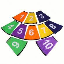 Numbered Cone Marker Sleeves, Colorful Training Cone Flag Caps, 1-10 Numbered Cone Wraps For Football Agility Training - Color Mixing - View 1