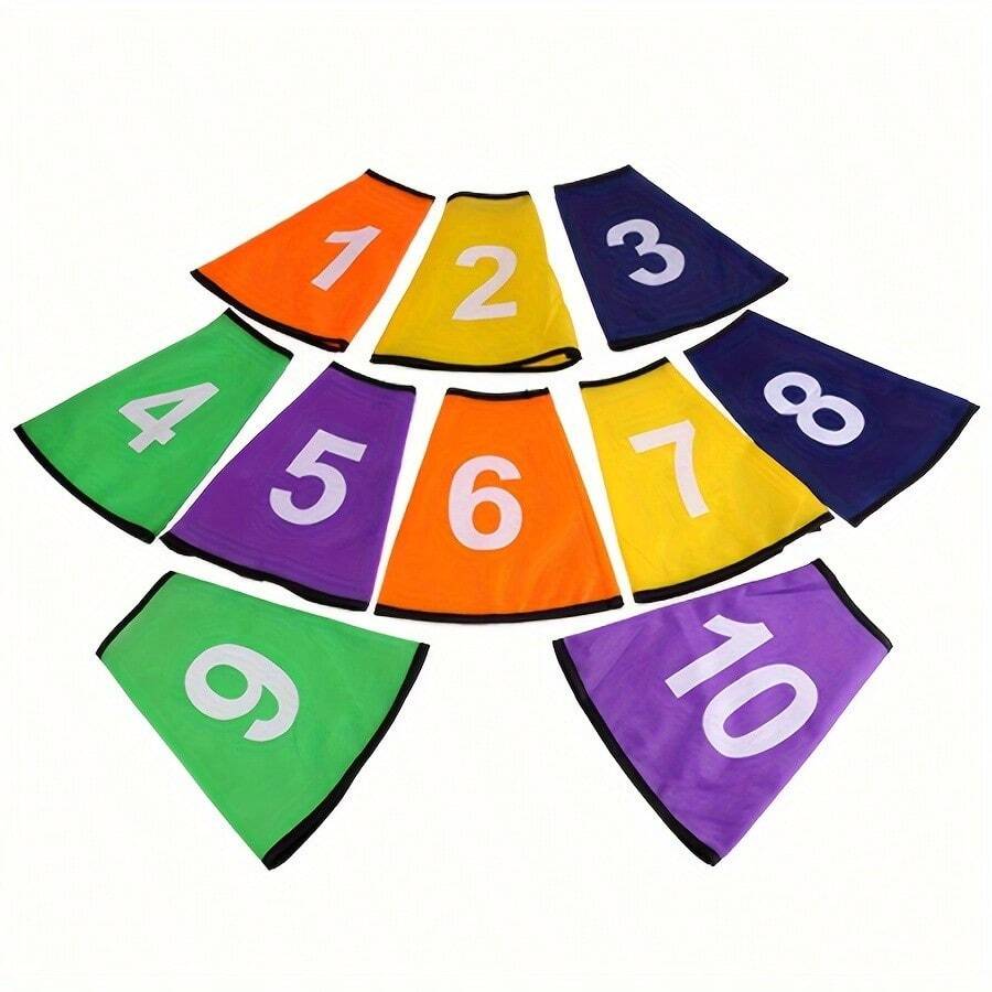 Numbered Cone Marker Sleeves, Colorful Training Cone Flag Caps, 1-10 Numbered Cone Wraps For Football Agility Training - Color Mixing - View 1