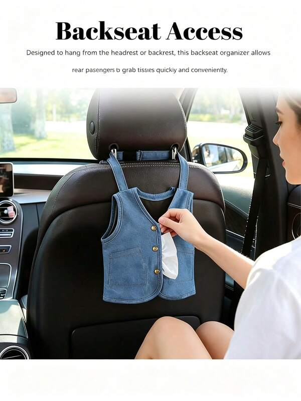 Bolsa de almacenamiento colgante para caja de pañuelos de coche, adecuada para coches, hogares, baños, dormitorios, escritorios y asientos traseros para viajes. Bolsa de almacenamiento estilo overol.