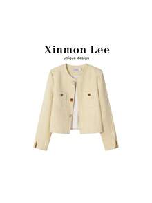 Elegant High-End Celebrity Style Short Jacket With Buttons, Suitable For Evening Dates, Vacations, Daily Wear In Autumn/Winter - Yellow - View 1