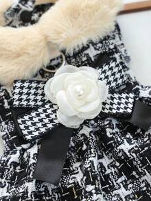 PETCIRCLE 1件寵物衣服 小狗幼犬貓咪適用 可愛寵物奢華淑女風保暖拍照裙 山茶花裙 - 彩色 - 查看 6