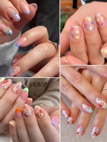 1 pieza Pegatinas de arte de uñas florales, pegatinas de color de uñas talla grande populares, pegatinas de arte de uñas con flores coloridas, pegatinas de decoración con cristales, pegatinas de arte de uñas florales de margarita 3D autoadhesivas lindas, accesorios de arte de uñas con forma de corazón, accesorios de decoración de diseño de uñas para mujeres y niñas - Multicolor - Ver 6