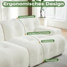 Cloud Sofa, Oversized Two-Seater – Wide Armrests And Modern Design With Button Tufting. Curved Sofa, Suitable For Living Rooms And Apartments. No Assembly Required. Beige - Beige - View 2