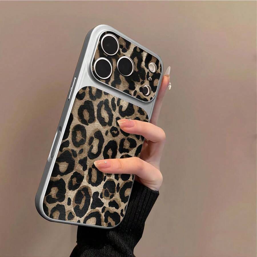 Luxury Shiny Leopard Print Lens Protection Phone Case, Compatible With 17 Pro Max, 16, 15, 14 Pro Max, 13, Fashionable Creative Unique Back Cover - Brown - View 1