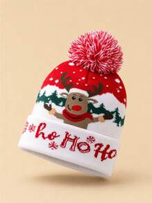 1pc Unisex Cartoon Pattern Knit Beanie Hat, Warm Christmas Hat With Ear Protection, Adjustable Woolen Cap For Autumn/Winter - Christmas - View 13