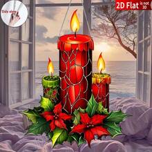 2D Flat, 1pc Christmas Candle Acrylic Dream Catcher, Suitable For Home Decor, Centerpiece, Window And Wall Decoration, Christmas Holiday Decoration - A - View 5
