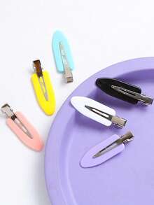 4pcs Random Color Seamless Hair Clips Side Bangs Straight Hair Clips Makeup Hair Accessories For Women - Multiple Styles - View 10