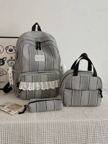 Korean Ins Style Floral Lace Backpack Set, Fresh Student School Bag Combination, Cute Casual 3-Piece Daily Backpack Set - Multicolor - View 26