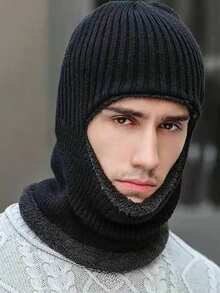 1 Peça Gorro de Lã Grossa Tricotado para Inverno, Máscara Facial de Inverno, Máscara de Esqui, Balaclava Tricotada Quente, Máscara Facial de Lã à Prova de Vento Unissex Adequada para Esportes ao Ar Livre, Viagens e Compras. - Multicolorido - Visão 12