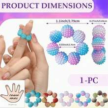 3/2/1pc Sensory Rings With Tactile Beads, Random Color, Stress Relief Design, Adjustable Rings, Multi-Color Gradient, Can Be Used As Finger Massager, Various Styles Tactile Bead Stress Relief Rings - Multicolor - View 4