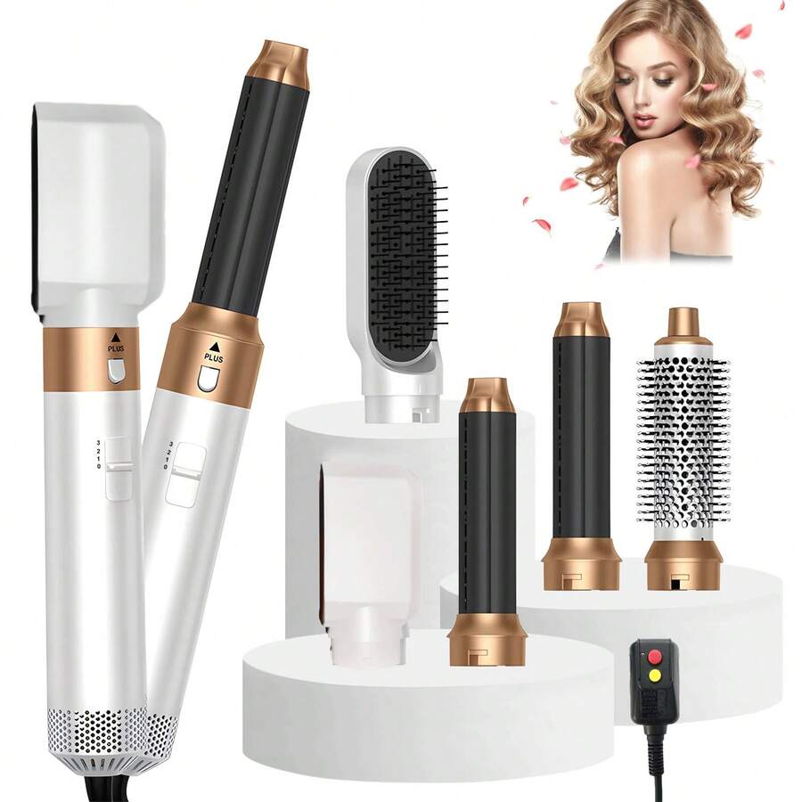 Hair Dryer Brush 5 In 1, Blow Dryer Brush Set With Air Curler Wrap Hair Styler, Negative Ionic Blow Dry Brush, Detachable Hair Tool For Curling, Volumizer,Straightener,Drying - White - View 1