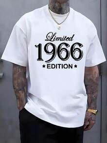 Plus Size Men's T-Shirt 100% Cotton Limited 1966 Edition T-Shirt,   Top, Comfortable Casual Short-Sleeved T-Shirt For Summer, PLUS SIZE - White - View 1