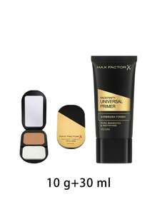 Max Factor [حزمة] كريم أساس مضغوط فيسفينيتي 076 ذهبي دافئ 10 جرام + برايمر عالمي فيسفينيتي 30 مل - 076 ذهبي دافئ + شفاف - مشاهدة 2