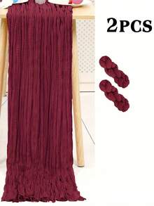 2/5/10pcs Taplak Meja Katun Tebal Warna Burgundy - Gaya Bohemian Vintage Country, Sempurna untuk Pernikahan, Pesta Lajang, dan Pesta Ulang Tahun - Burgundy - View 20