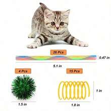 Colorful Cat Spring Toy Set, Self-Entertainment Boredom Relief Bouncing Interactive Toys, Elastic Tube + Spring Ring + Crinkle Ball Combination, Cat Boredom Relief Elastic Toy Set, Kitten Chewing Chasing Interactive Supplies, Cat Self-Entertainment Gadget, Colorful Bouncing Spring Toy Set, Boredom Relief Energy Consumption Anti-Destruction - View 8