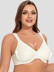 MELENECA Women's Minimizer Seamless Unlined Comfortable Plus Size Underwire Bra - Beige - View 4
