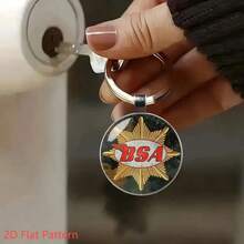 1pc 2D Vintage BSA Keychain, Metal Round, Retro Motorcycle Design, Perfect For Home, Car Keys And Bag Decoration, Ideal Gift For Christmas, Birthday And Father's Day - Multicolor - View 6