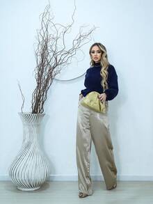 SELINE Elegant Women's Winter Knit Sweater Basic - 藏蓝色 - 查看 3