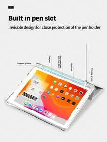 適用於 iPad 11 代 A16 的保護殼，三折平板保護套，智慧休眠/喚醒，全方位防震，霧面 TPU 平板保護殼附筆槽，霧面質感，保護殼，適用於 iPad 9 代、10 代平板保護套，適用於 iPad Air 11 (M4)、Air 11 (M3)、Pro 11 平板保護套 - 淺灰色 - 查看 4