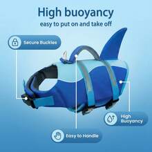 Metglad Shark-Style Dog Life Jacket - With Non-Slip Rescue Handles, Reflective Dog Swimming Life Jacket, Adjustable High Buoyancy Swimsuit For Small, Medium, And Large Dogs - Baby Blue - View 7