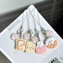 1pc Cute Cartoon Panda Cookie Cake Phone Charm Pendant, Realistic Food Toy Anti-Lost Couple Gift - Multicolor - View 2