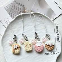 1pc Cute Cartoon Panda Cookie Cake Phone Charm Pendant, Realistic Food Toy Anti-Lost Couple Gift - Multicolor - View 10