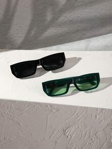 1 pieza Gafas de marco rectangular de plástico verde para el Día de San Patricio, adecuadas para atuendos festivos, con estuche para gafas - Multicolor - Ver 6