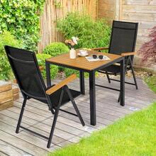 Garden Table 75x75cm, Weatherproof WPC Square Patio Table With Aluminium Frame, Rustproof Lightweight Outdoor Bistro Table For Garden, Balcony, Deck - Black + Teak - View 2