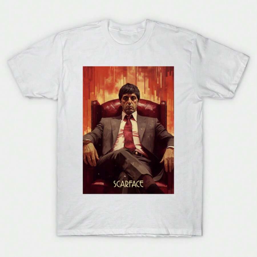 Camiseta con Estampado Gráfico de Tony de ScarfaceS, Camiseta Gráfica de Algodón de Manga Corta Unisex, Ropa de Verano - Blanco - Ver 1