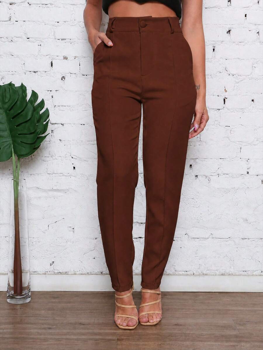 Women Suit Pants - Rust Brown - View 1