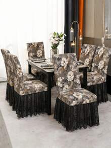1pc Solid Color Milk Silk High Back Lace Mesh Banquet Wedding Chair Cover, Romantic Modern Elastic Dust-Proof Anti-Slip All-Season Universal Suitable For Living Room Dining Room Home Chair Decoration Cover - Multicolor - View 5