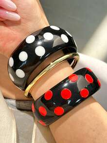 Dopamine Geometric Ring Resin Women's Bracelet Exaggerated Versatile Women's Bangle Set - Multicolor a - View 7