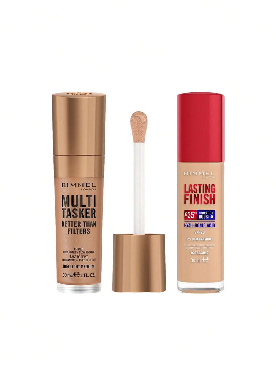 Rimmel 【組合組】Multi-Tasker Better Than Filters 亮采遮瑕抗老妝前乳 004 Light Medium 30ml + Lasting Finish 35小時持妝粉底液 070 Sesame 30ml - 004 淺中度+070 芝麻 - 查看 1