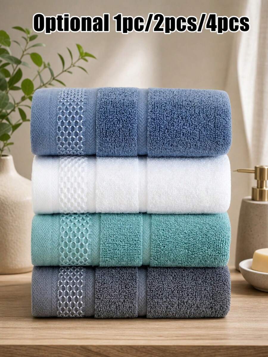 4pcs/2pcs/1pc Premium Towel Set, Woven Plaid Pattern, Modern Style, Super Absorbent & Soft, Suitable For Bathroom, Space Theme, Machine Washable - 13.38"X29.52" - Multicolor - View 1