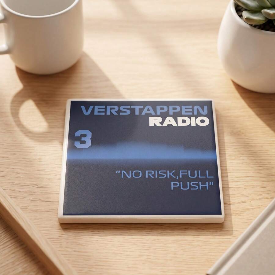1個 10cm*10cm 陶瓷杯墊 F1 Radio TR 風格 趣味賽車防滑耐熱吸水杯墊，適用於晚餐、下午茶或早餐 - Blue No risk full push - 查看 1