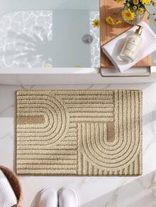 DAJIANG 1pc Vintage Geometric Line Pattern Bathroom Mat, TPR Backing Non-Slip, Suitable For Kitchen, Outdoor, Indoor, Hallway, Bedroom, Living Room, Bedside, Machine Washable Easy To Clean, Bedroom Bathroom Decor Rug - Multicolor - View 6