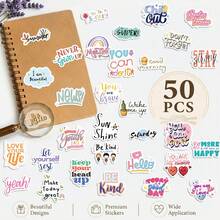 50Pcs Positive Affirmation Waterproof Stickers, Inspirational Cartoon Children Motivational Text Stickers For Diary, Notebook, First Day Of School - Multicolor - View 9