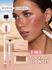 SHEGLAM [2Pcs] Summer Vibes Blush & Bronzer Bundle Set Brand Beauty Cosmetic Makeup For Women And Girls - Love Cake+Golden Sun - View 1