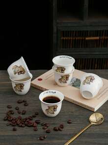 12pcs 70ml Arabic Animal Pattern Ceramic Espresso Cups, Mini Turkish Arabic Coffee Cups, Cute Ceramic Tea Cups, Suitable For Home And Ramadan Use - Multicolor - View 10