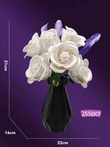619pcs Single Box Building Blocks Floral, Magnolia Flower Bouquet, Exquisite Building Blocks Floral Combination Artificial Flower Art, Indoor Decoration DIY Ornament, Suitable For Creating Warm And Romantic Bouquets, Home And Office Decoration, Valentine's Day Gift, New Year Gift, Decoration/Holiday Gift/Birthday Gift/Christmas Gift - Three-color Building Block Vase - View 23