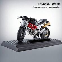 1pc 1:18 Diecast Alloy Racing Motorcycle Model With Base, Mini Simulation Sport Racing Bike Desktop Ornament, Collectible Toy Gift For Motorcycle Enthusiast - Black - View 9