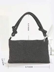 Dedoo Women's Rhinestone Decorated Bohemian Style Shoulder Bag, Trapezoid Underarm Bag, Knotted Rhinestone Braided Strap, Modern Fashion Handbag, Suitable For Nightclub, Date, Vacation - Black - View 5