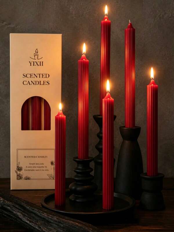4 pièces Ensemble de bougies parfumées à tige longue, bougies parfumées de 9,85 pouces pour la décoration de la maison, convient pour les tables de banquet de mariage, les dîners aux chandelles de vacances et autres occasions, meilleur cadeau pour les femmes, convient pour Noël et la Saint-Valentin