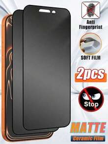 2pcs Ceramic Matte Privacy Screen Protector, TPU Material, Shatterproof, Compatible With IPhone11/12/13/14/15/16/17/17 Air/17 Pro/17 Pro Max Series, Anti-Scratch, Anti-Fingerprint, Anti-Peeping, Suitable For Phone Cases, Full Coverage Display Screen Protector - Black - View 23