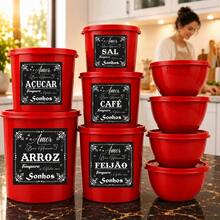 Kit Vasilhas Organizador de Cozinha Potes Mantimentos + Potes Redondos Multiuso - Visão 2