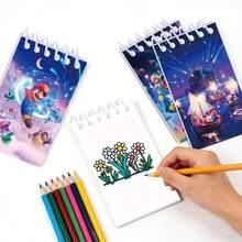 Hasbro 10pcs Mario Cartoon Mini Spiral Notebooks, Cute Memo Pads, Colorful Party Favors, Mini Spiral Notebooks, Sticky Notes, Notebooks, Birthday Party School Classroom Gifts - Multicolor - View 5