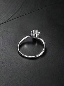MONALLY Women's Exquisite Twisted Band Promise Ring, Cubic Zirconia 6-Prong Single Diamond Ring, Engagement Wedding Ring, Proposal Birthday Anniversary Jewelry Gift - Ring - View 6
