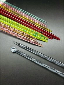 35cm Crystal Clear Acrylic Single Point Crochet Hooks, 4.0-10.0mm 7 Sizes Color-Coded, Transparent Rainbow Smooth Lightweight Plastic Knitting Needles For Autumn/Winter Christmas DIY Handmade Gifts - Plastic Single-piece Sweater Needle - View 6