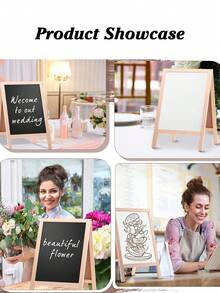 1pc 7.5"X12"/10"X16" Blank Black Frame Chalkboard Sign, DIY Tabletop Menu Board, Wedding Information, Suitable For Wedding Table Decor, Birthday Party, Family Gathering - Multicolor - View 8