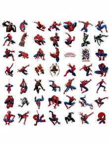 50 buah Stiker Vinyl Tahan Air Superhero, Set Stiker Pahlawan Kartun, Cocok untuk Botol Minum, Laptop, Skateboard, Koper, Hadiah Pesta Ulang Tahun - MultiWarna - View 4